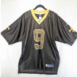 NFL New Orleans Saints Drew Brees 9 Football Jersey XL Black Gold Equipment‎